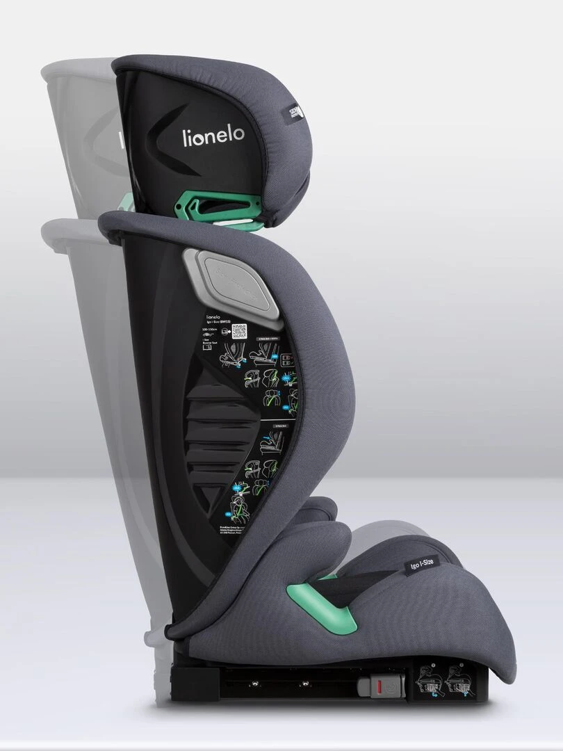 Siège auto bébé évolutif LIONELO Igo i Size   ISOFIX   Gris   Noir Gris