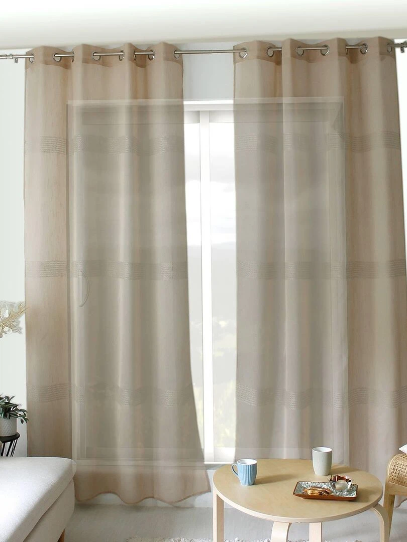 Voilage bohème à bandes ajourées Beige