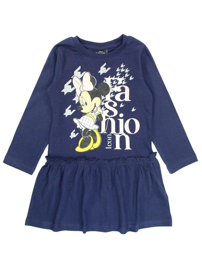 Disney Robe fille imprimé Minnie en coton Bleu marine