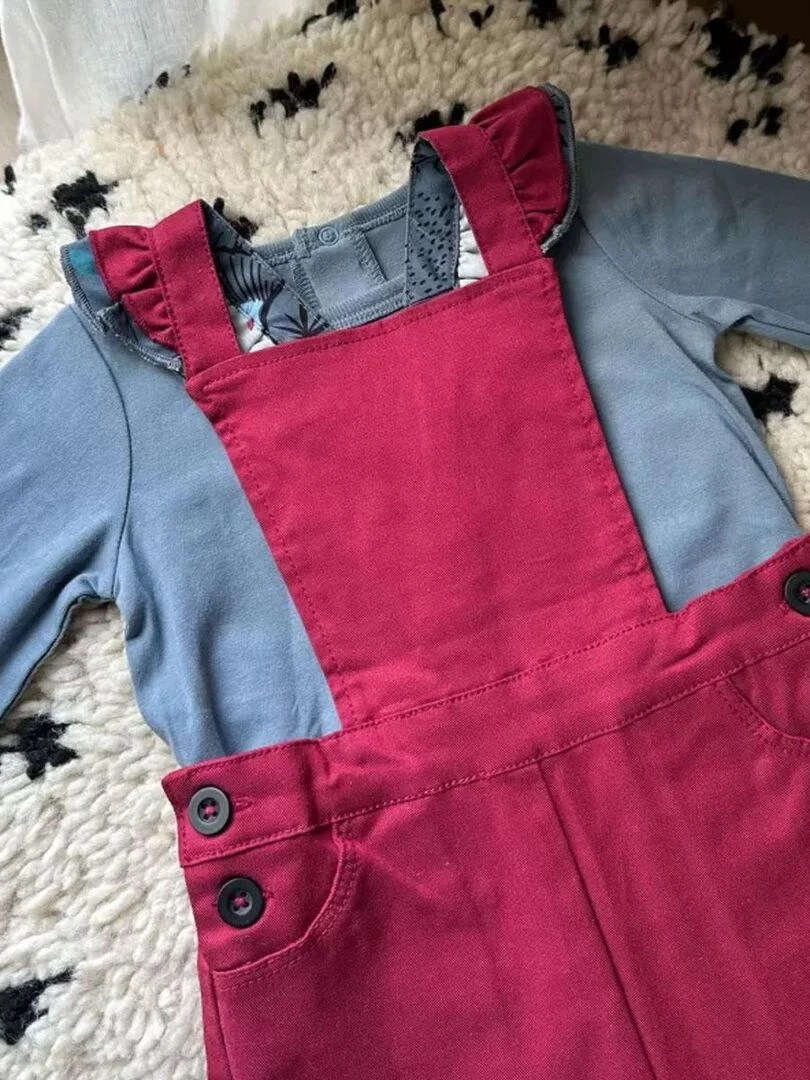 Ensemble salopette bébé et t shirt Samba   Rouge