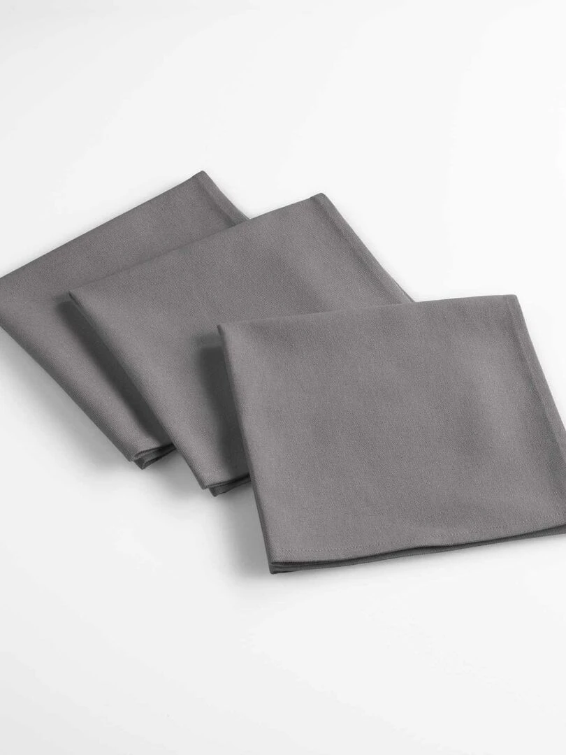 3 Serviettes de table Collection Aubelines gris anthracite