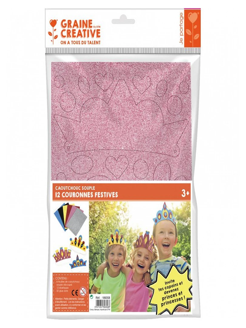 Sachet De 12 Couronnes En Caoutchouc Souple   N/A