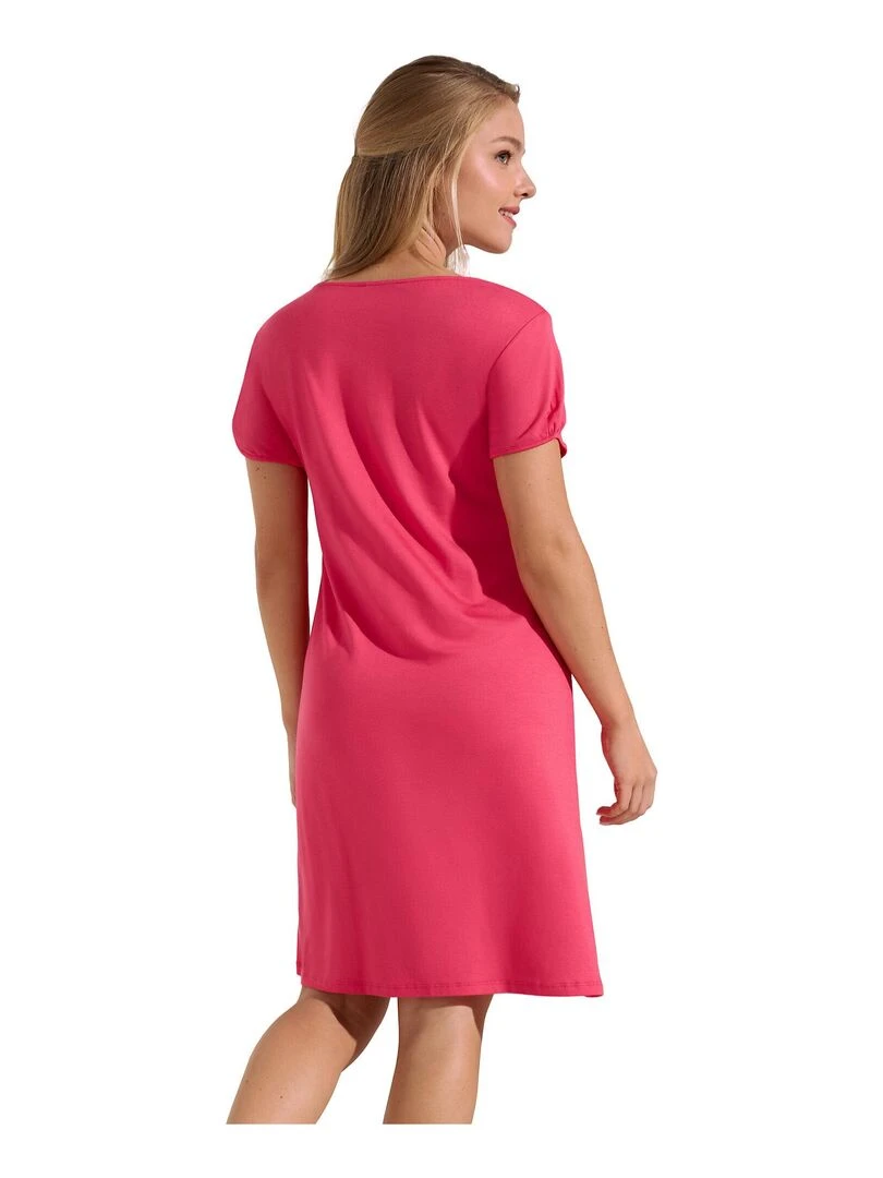 Chemise de nuit manches courtes Naty Orange corail