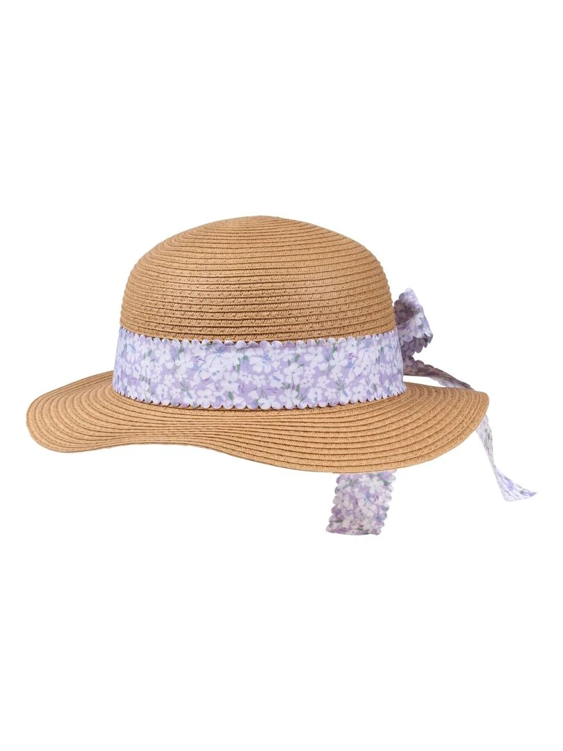 Chapeau Fille 4 6 ans capeline Foulard fleurs Mauve