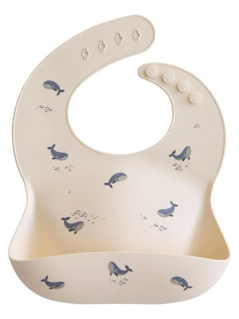 Bavoir silicone Mushie Baleine Mushie Bleu