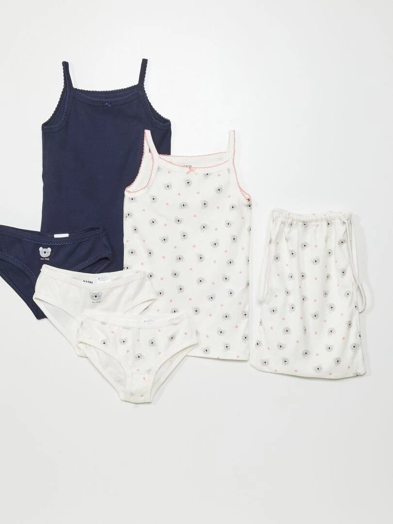 Lot de 2 débardeurs + 3 culottes 5 pièces Blanc