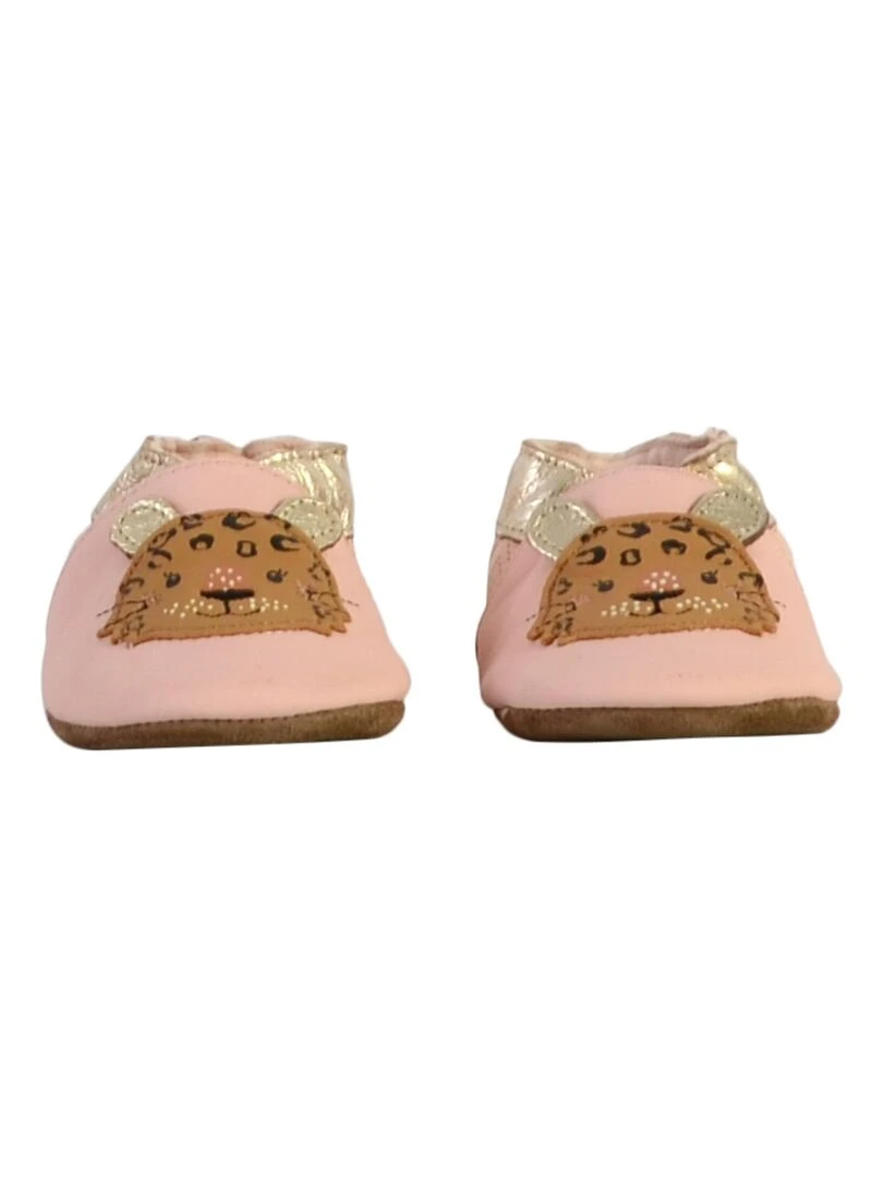 Chausson Cuir Junior Robeez Leopardo   Rose