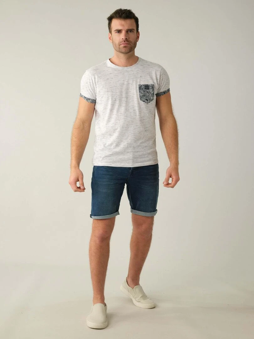 T shirt en coton et col rond pour homme 'Deeluxe' Blanc