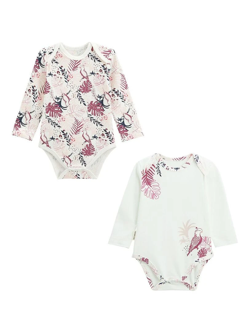 Lot de 2 bodies bébé manches longues Paraiso Ecru