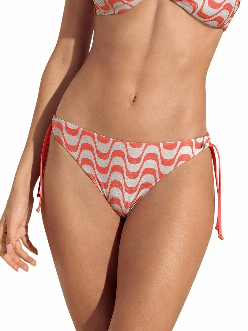 Bas maillot slip de bain taille basse à nouettes Iceland Orange