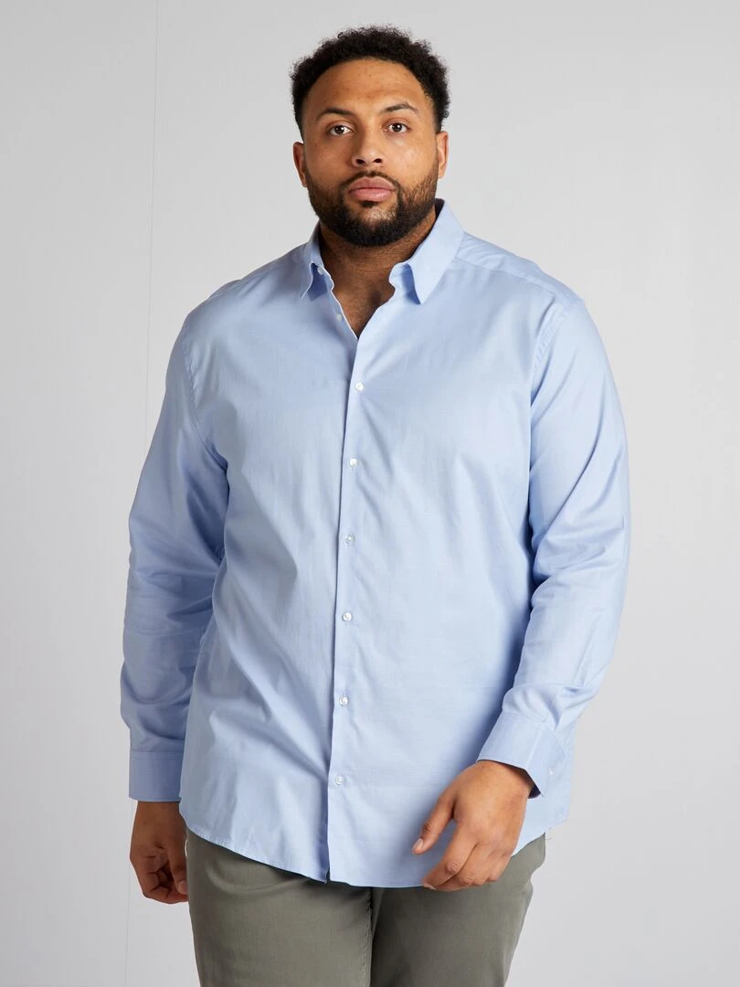 Chemise en coton dobby   Bleu clair