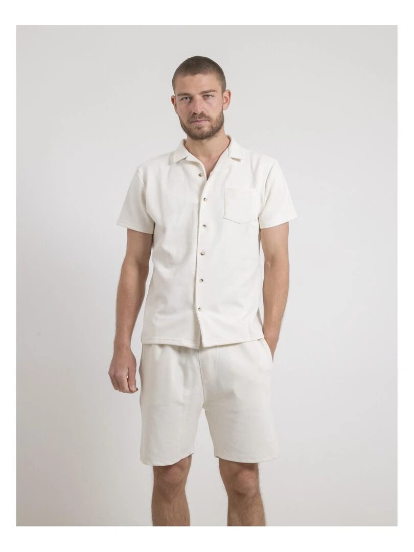 Chemise manches courtes maille coton DATACUBA Beige