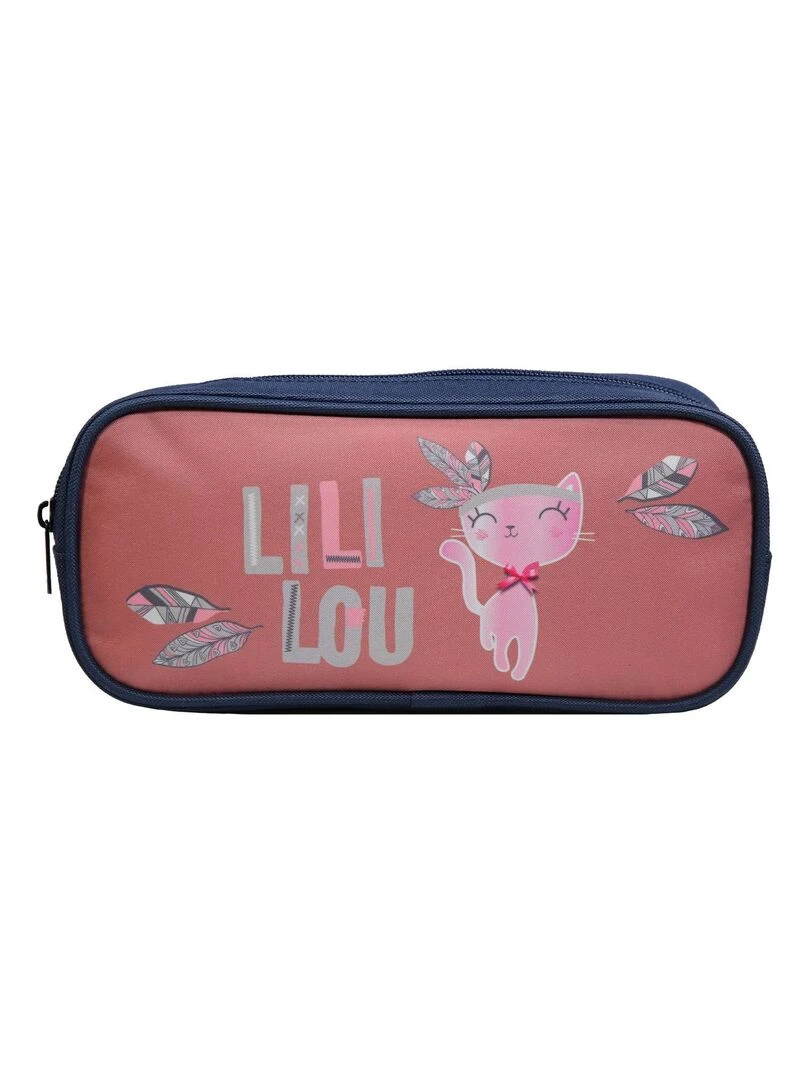 Trousse scolaire rectangulaire Lili Lou Chat Rose Bagtrotter Rose