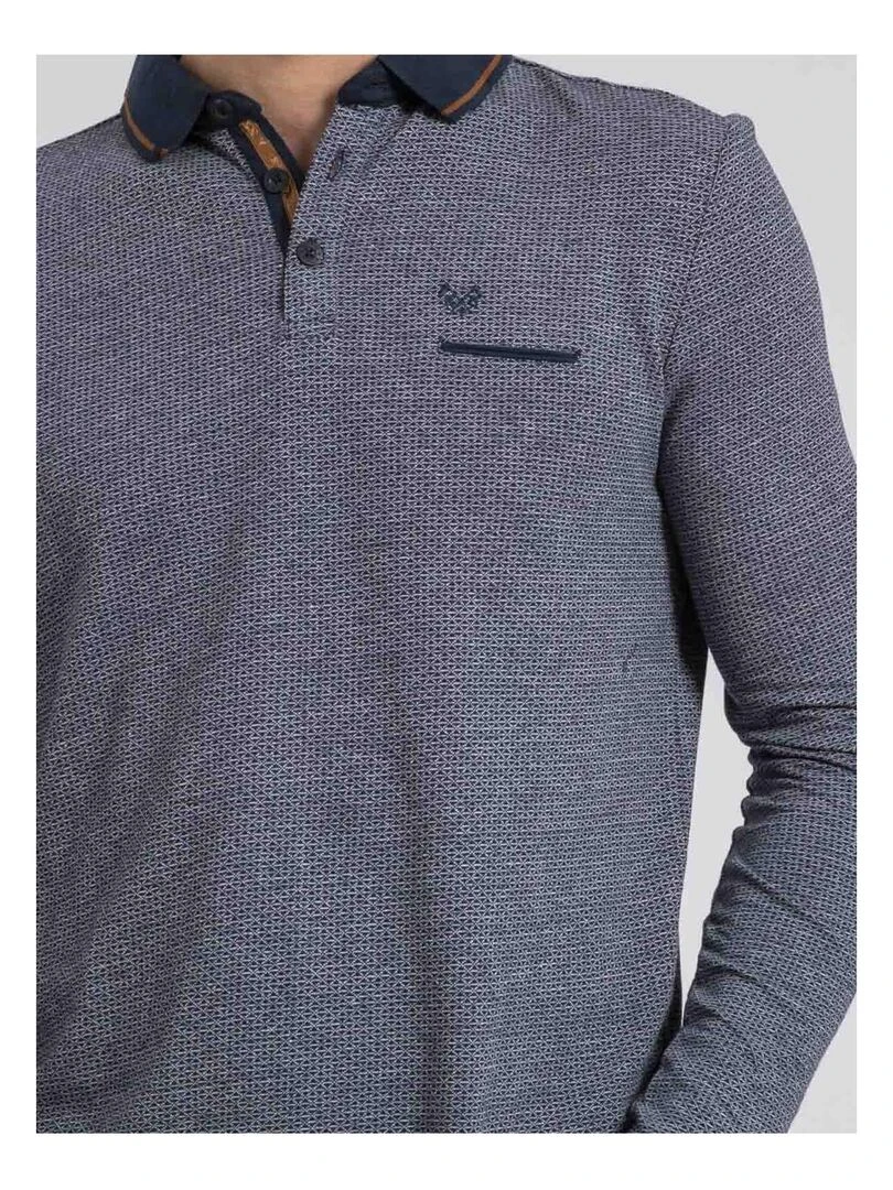 Polo manches longues pur coton PIVALMOX   Bleu marine
