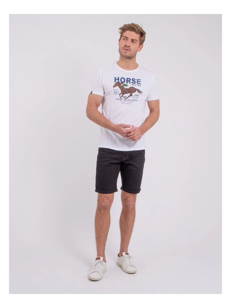 T shirt col rond pur coton NEDER   Blanc