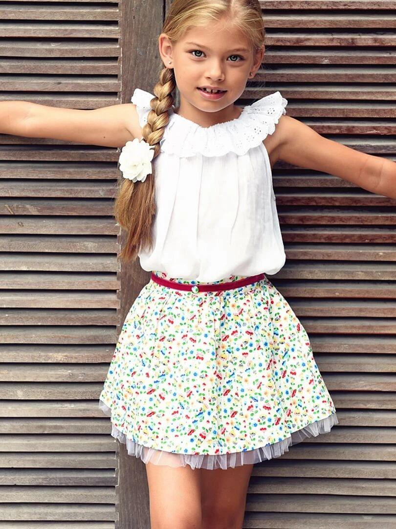 Jupe Été Fille Fleurie Multicole Tulle GRACE 'LA FAUTE A VOLTAIRE' Multicolore