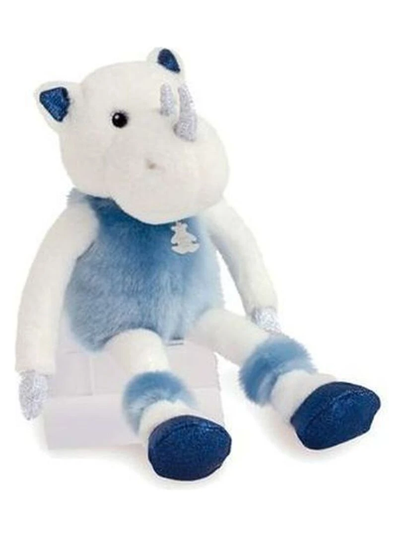 doudou Histoire d'ours Rhinoceros Bleu Rhinou 35cms HO2850 Les Petits Twist Pantin Bleu