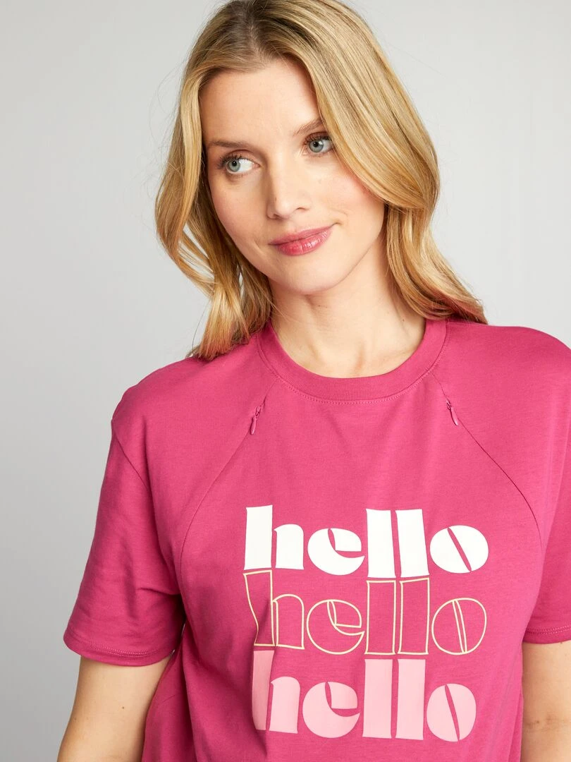 T shirt d'allaitement à ouvertures   Fuschia