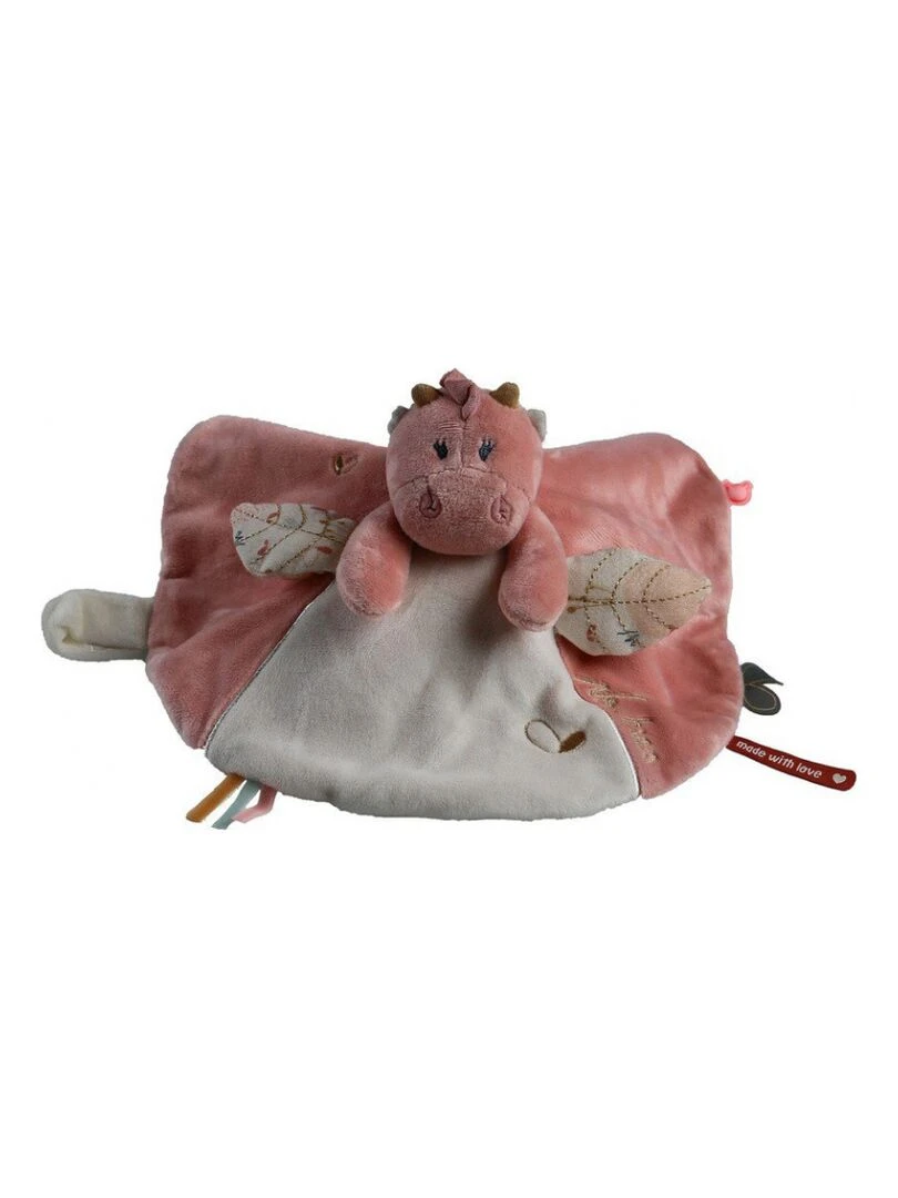Doudou Attache Sucette À Étiquette Dragonne Lina & Joy Rose