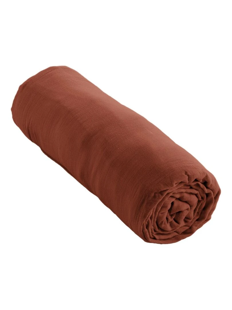 Drap Housse Double Gaze Coton Gaia Orange