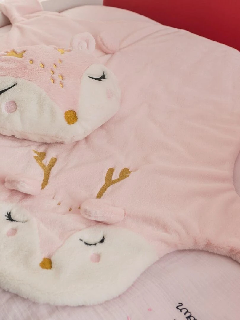 Coussin décoratif Catimini cerf pour enfant 38x30 cm 100% Polyester tout doux Rose clair Rose