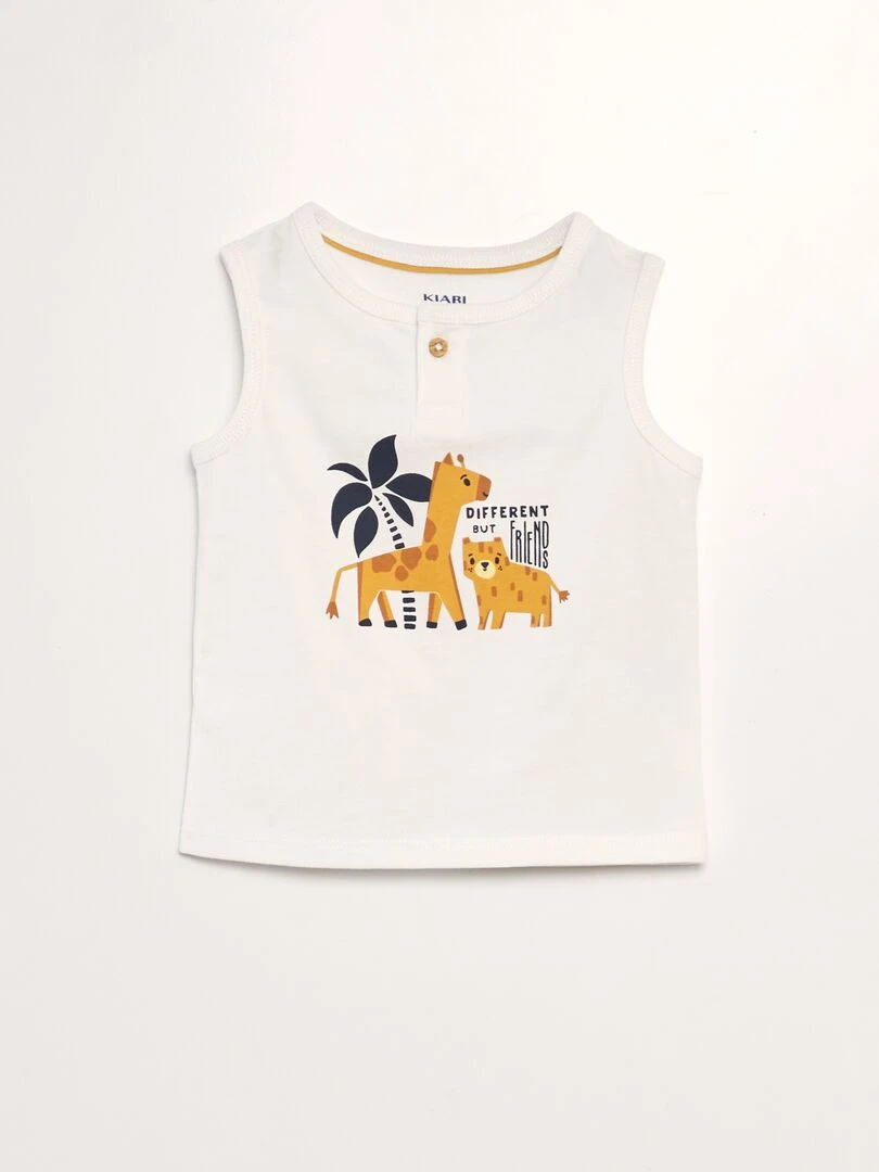 Ensemble débardeur + short   2 pièces   Blanc/jaune