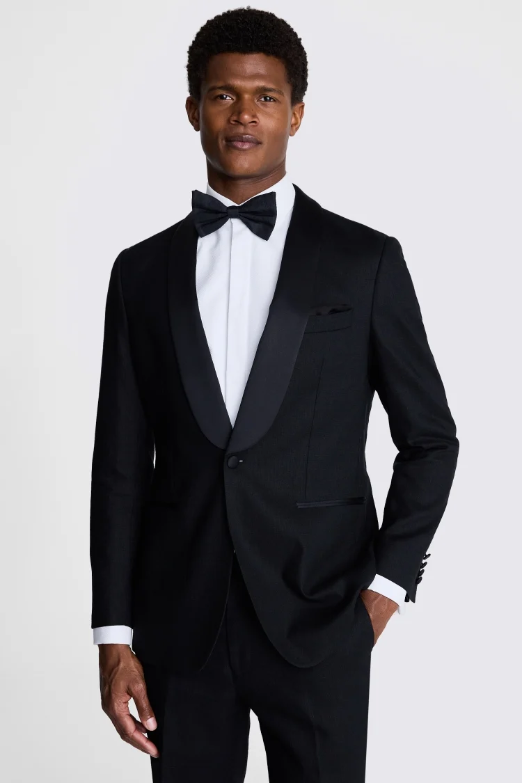 Tailored Fit Black Linen Shawl Tuxedo Jacket Buy Online at Moss