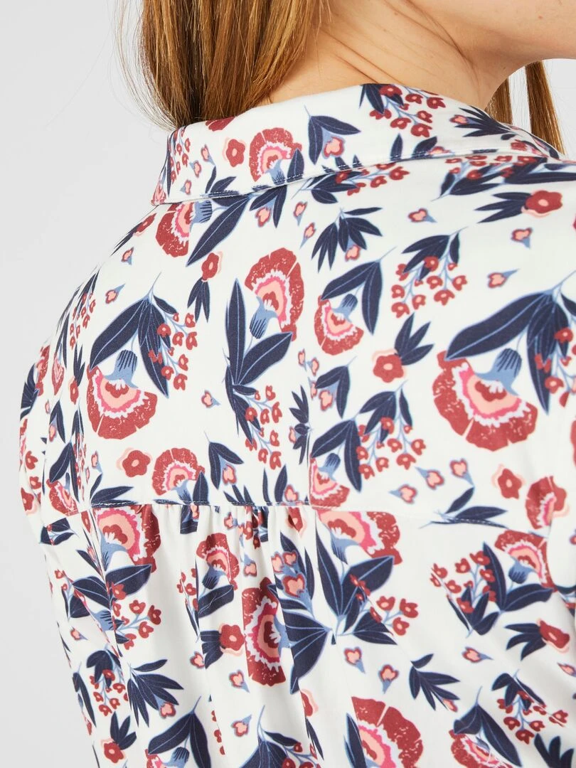Chemisier maille chaude fleuri ou géométrique Damart Blanc