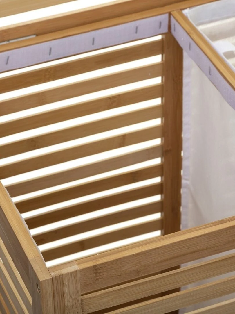 Panier à linge double Sicela bambou   Beige