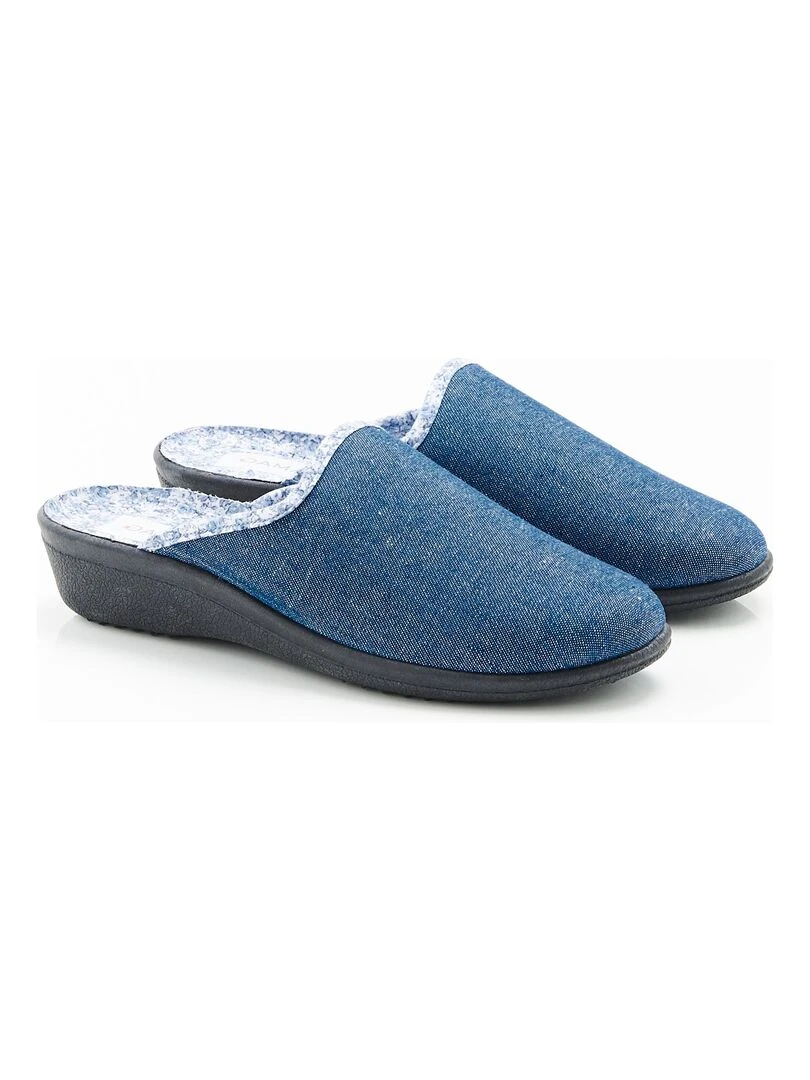 Mules textile intérieur imprimé Damart Bleu