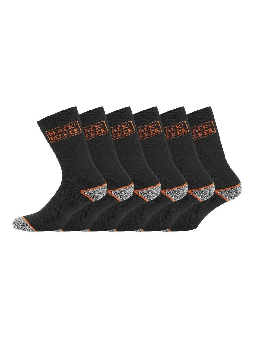 Lot de 6 Paires de Chaussettes hautes de travail TEK Black & Decker Noir