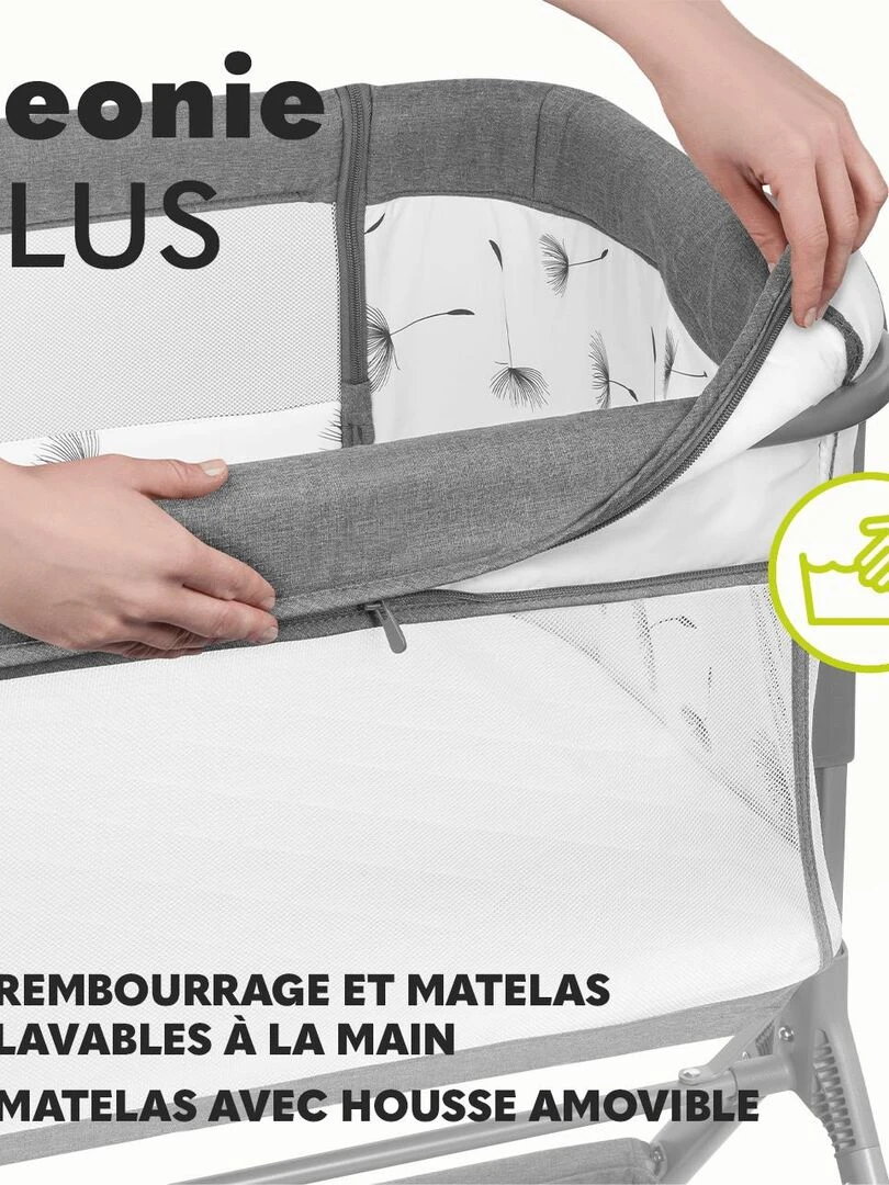 LIONELO Leonie Plus   Lit cododo 3en1 avec matelas   0 9 kg   Hauteur et inclinaison réglables   Gris