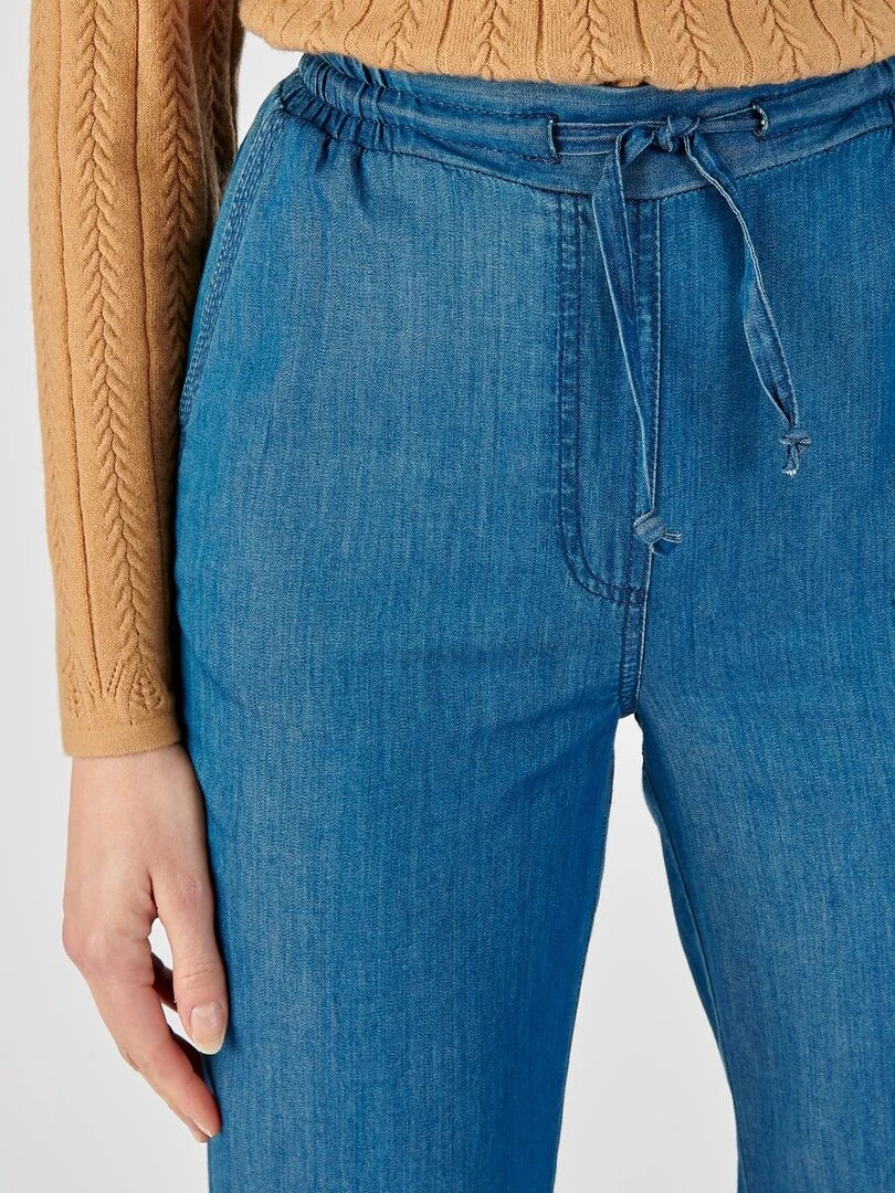 Pantalon toile chambray pur coton Damart Bleu foncé