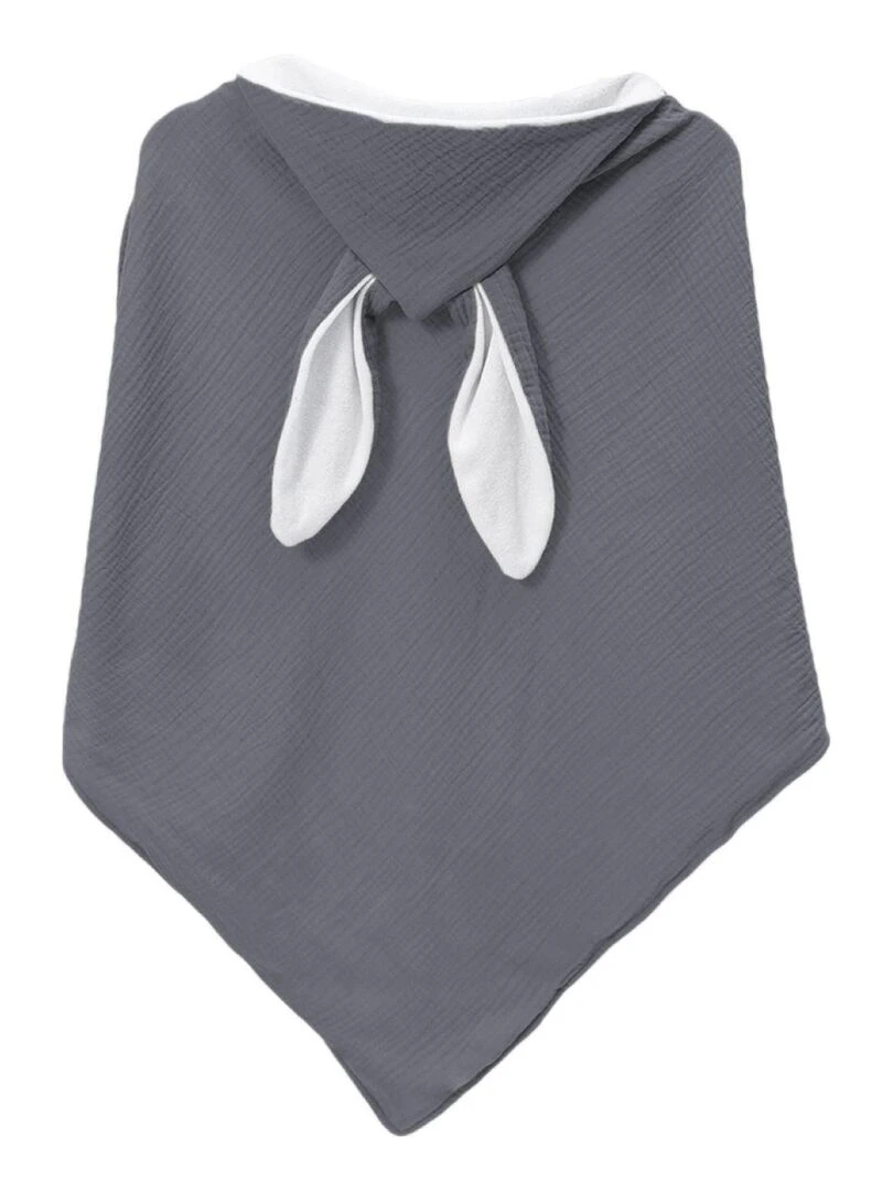Cape  sortie de bain intérieur 100 % coton   Lapin   Monsieur Bébé   Gris