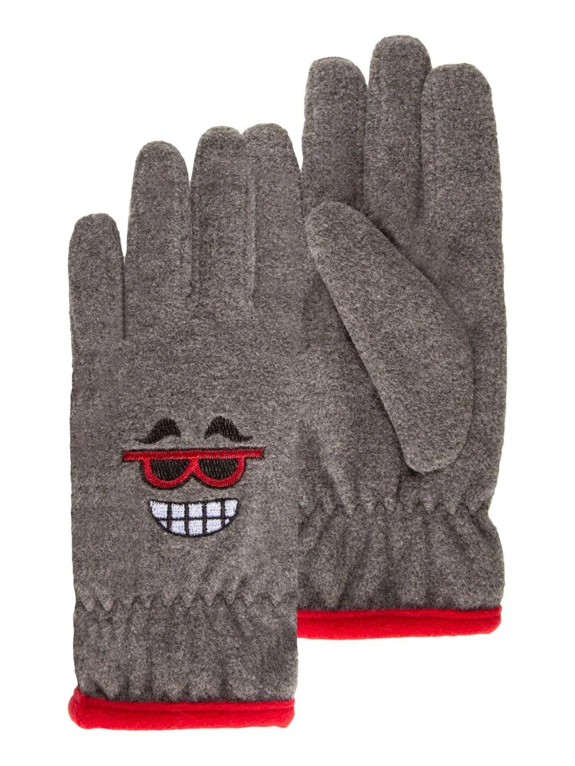 Gants Enfant 6/8 ans broderie Gris Gris Gris