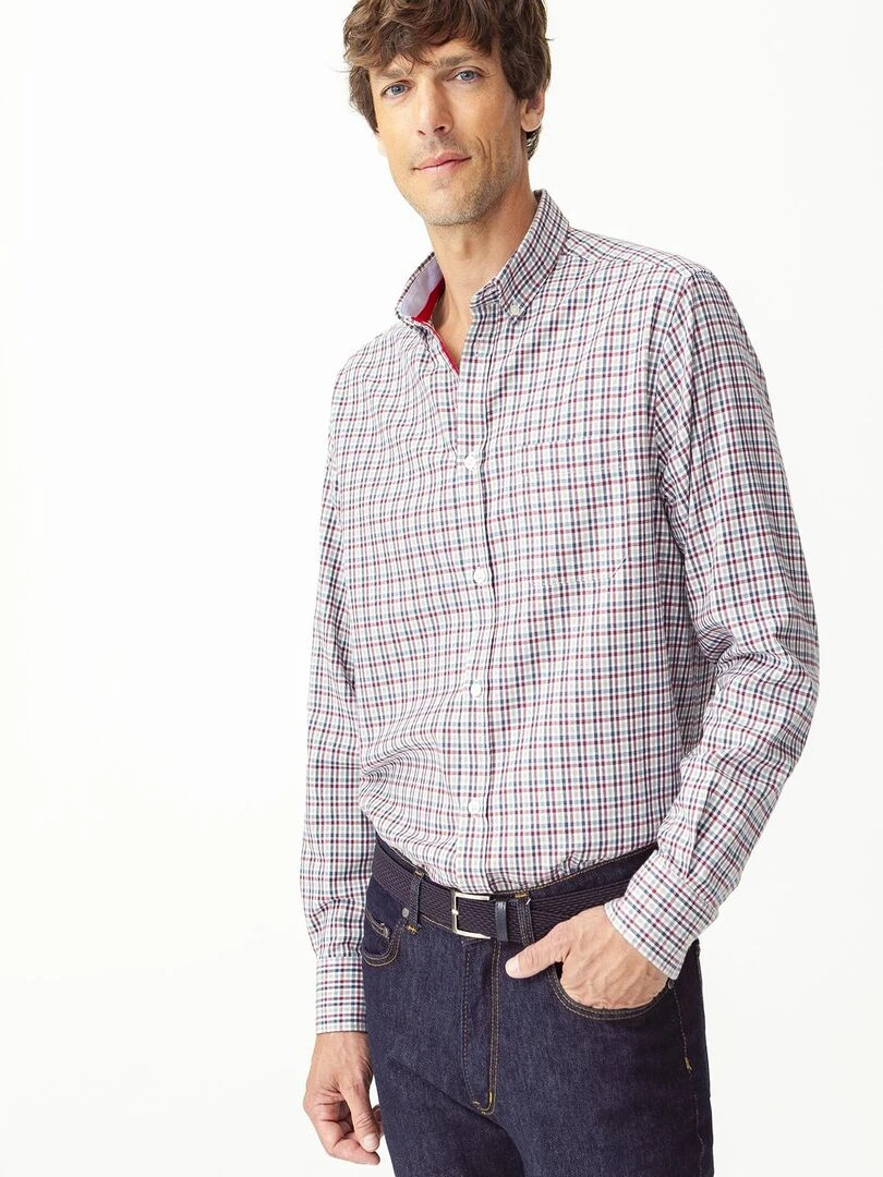 Chemise micro carreaux chaude Thermolactyl Damart Bleu