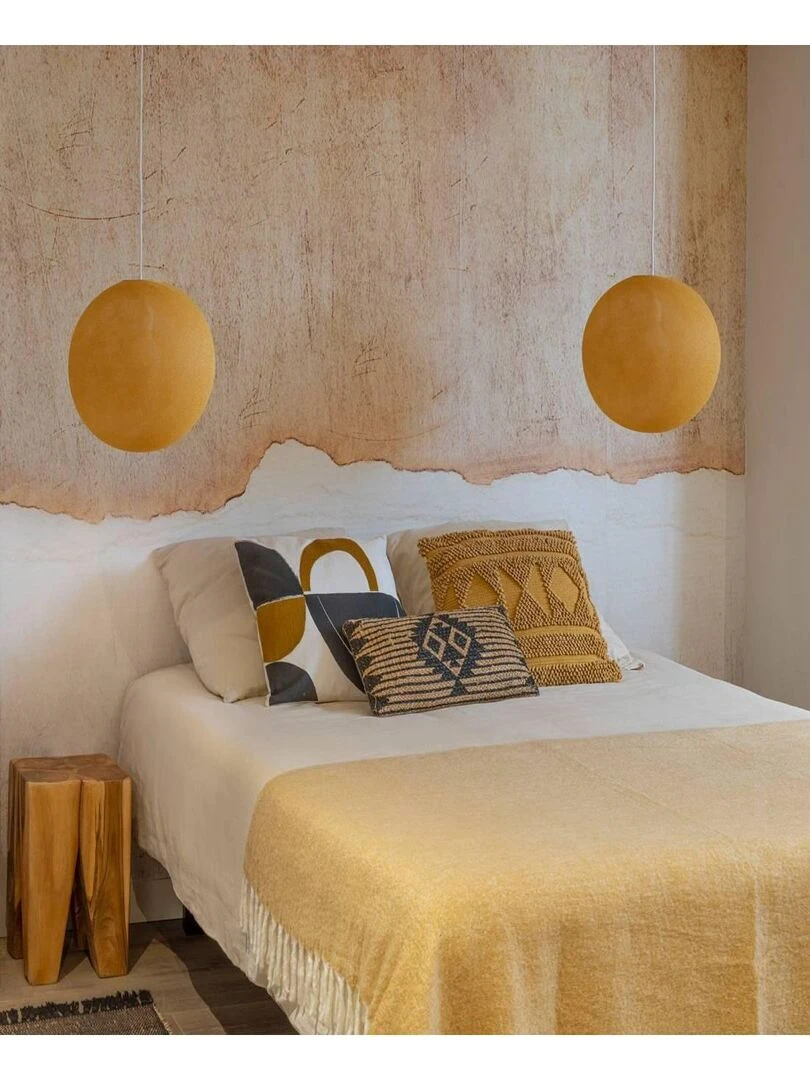 Suspension simple globe 38 cm   Jaune moutarde