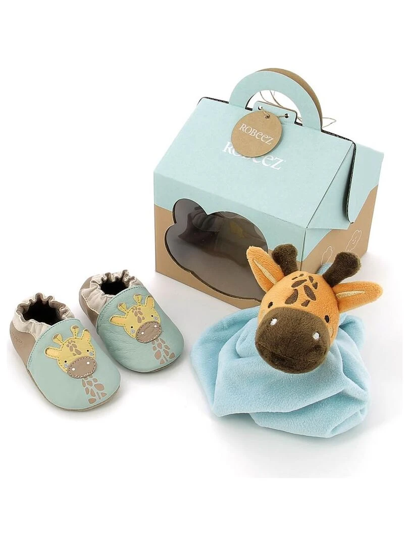 Chaussons Cuir Coffret Garcon   Vert