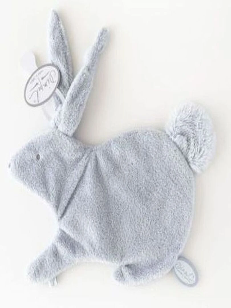 doudou Dimpel Lapin Bleu Gris Emma Attache Tetine Bleu