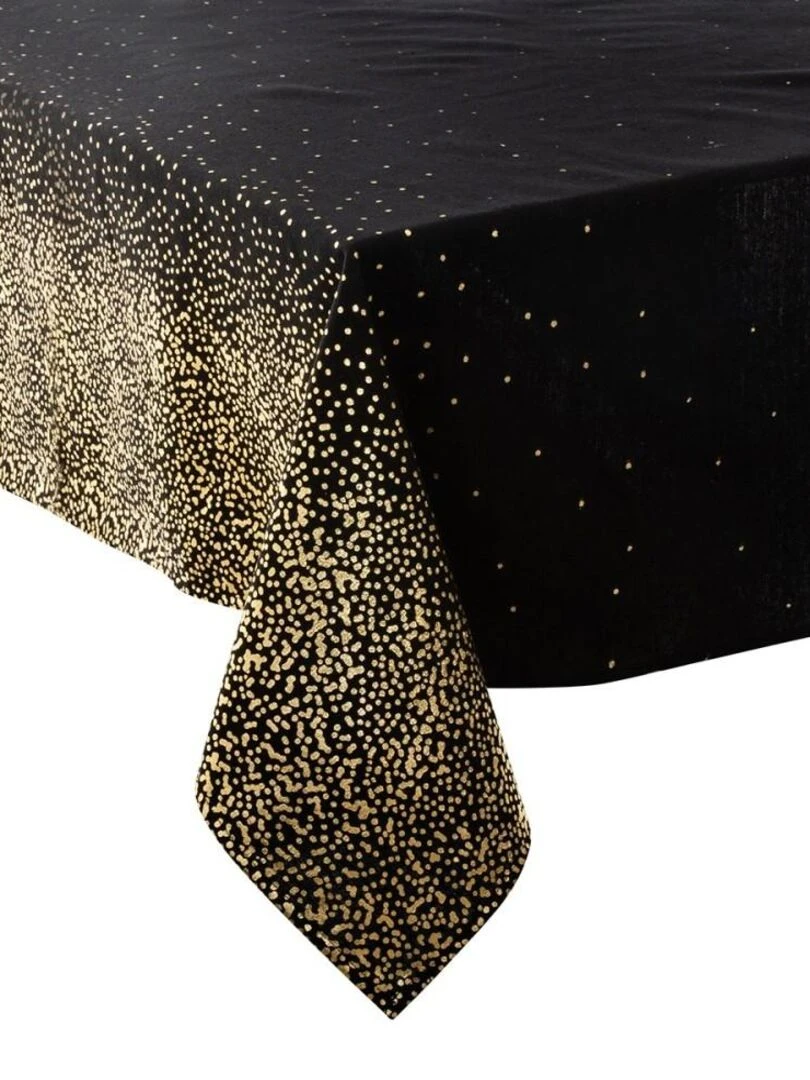 Nappe 140x240 cm Léopard noir et or Noir