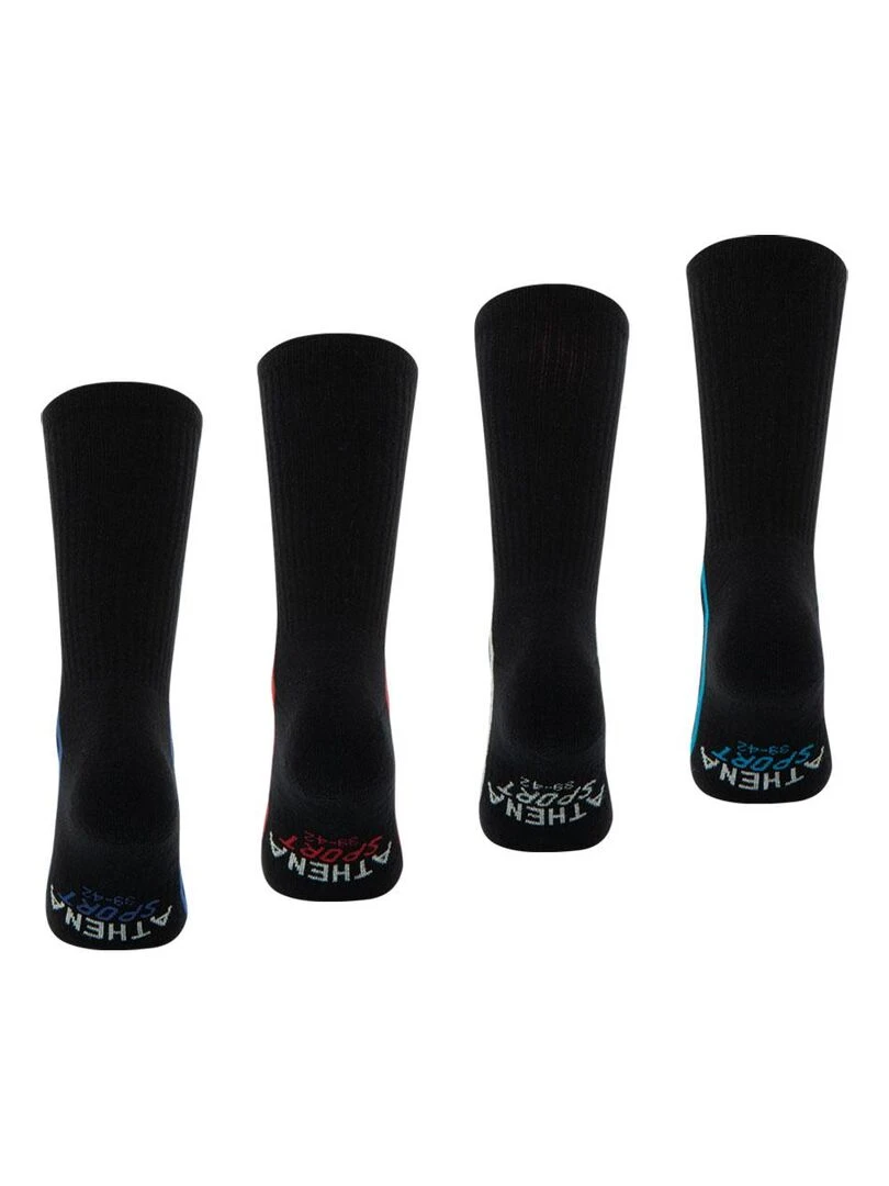 Lot de 4 paires de chaussettes de sport hautes   Noir