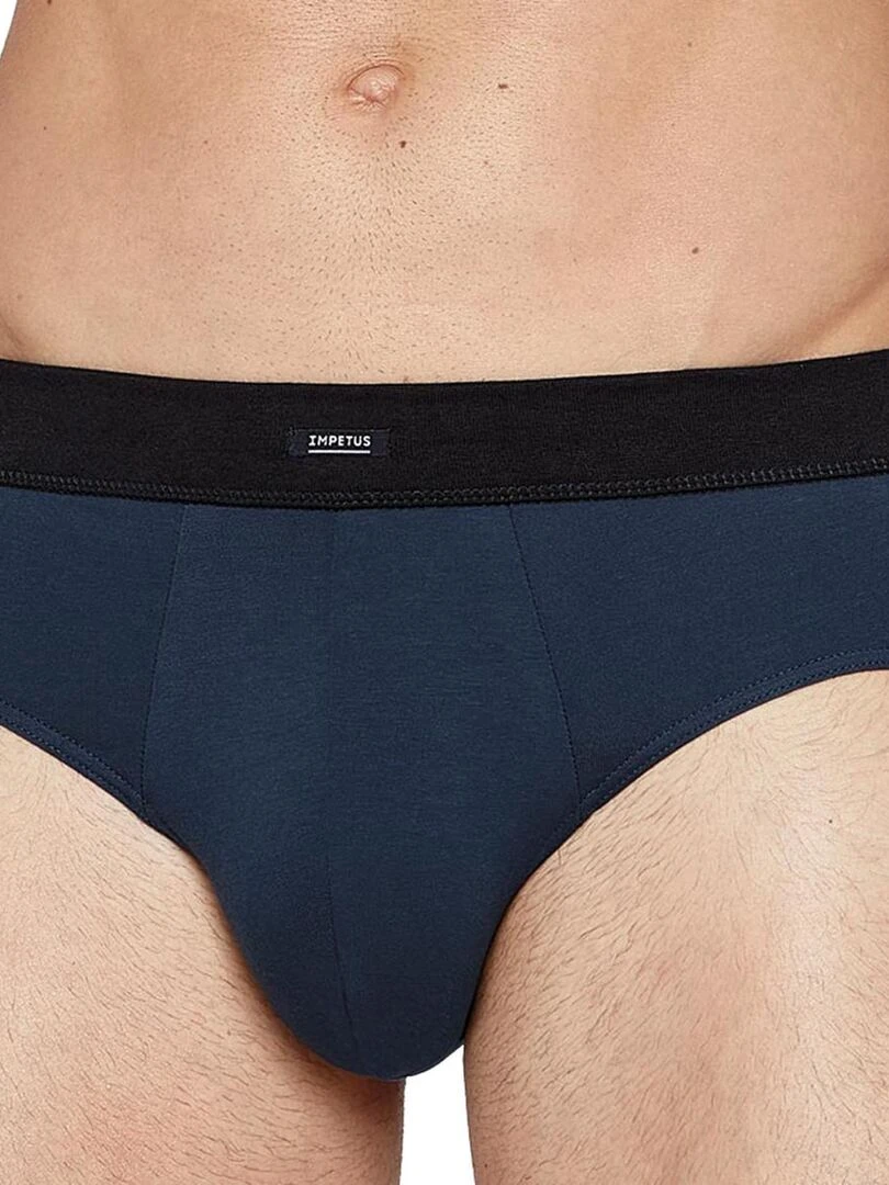 Pack 2 slips uni et imprimé en coton ceinture tubulaire Azurite   Vert