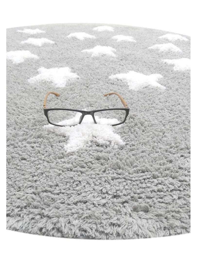 Tapis rond tufté main en coton ETOILE R Care&Fair Gris