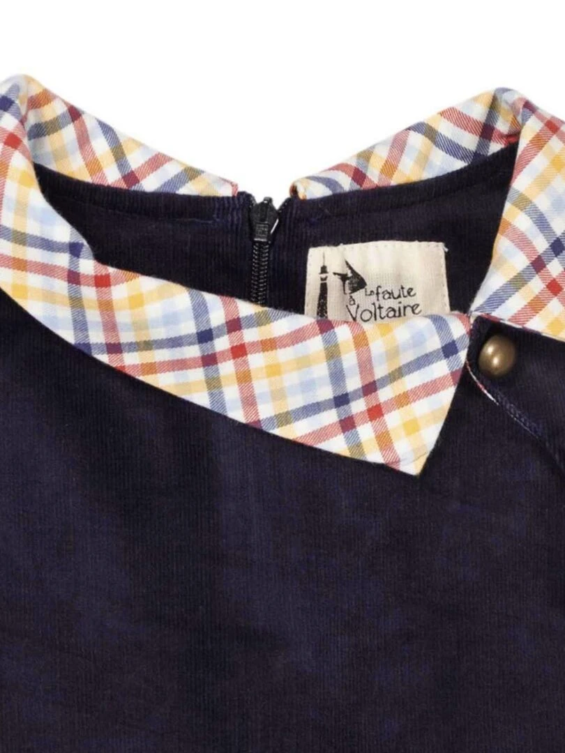 Robe qui Tourne Fille  Velours Bleu Marine  Col Claudine  HEPBURN   'LA FAUTE A VOLTAIRE'   Bleu marine