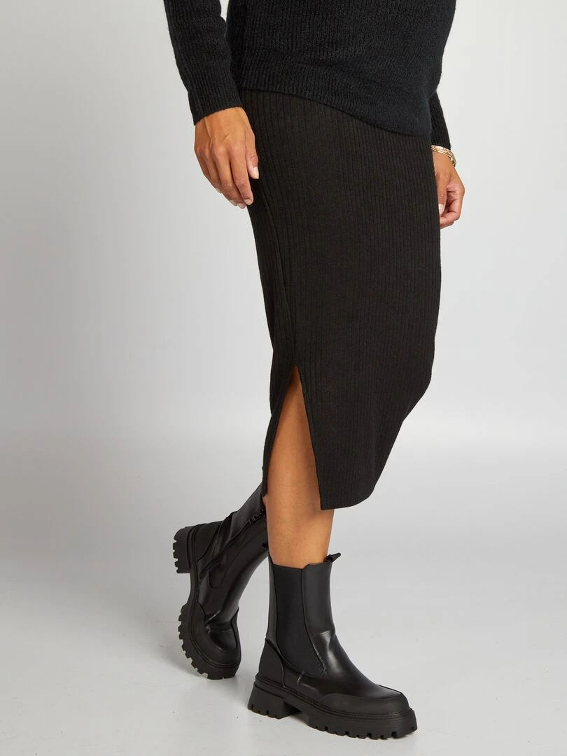 Jupe grossesse en maille rib noir