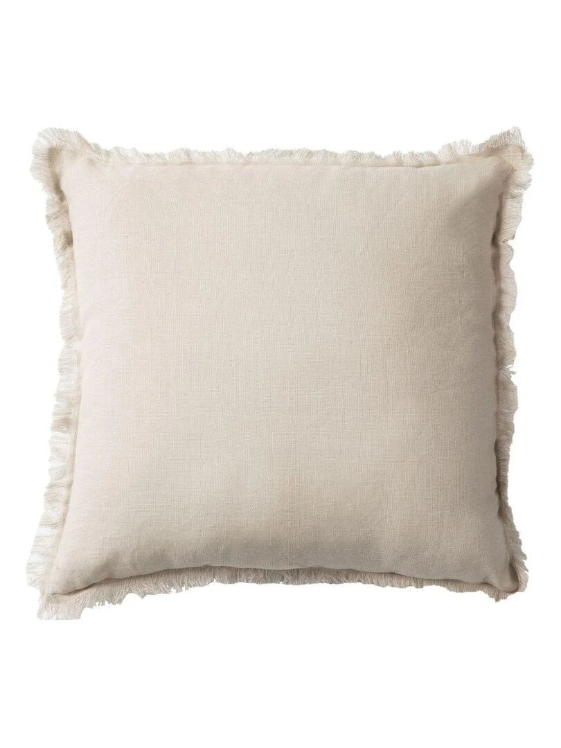 Coussin en lin bords effilés 'Deko&co' Grège