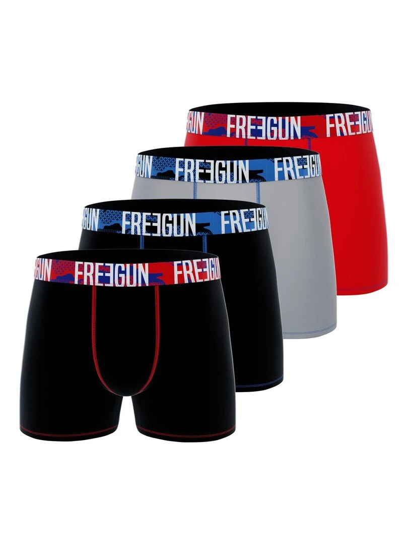 Lot de 4 boxers homme en coton Freegun Noir