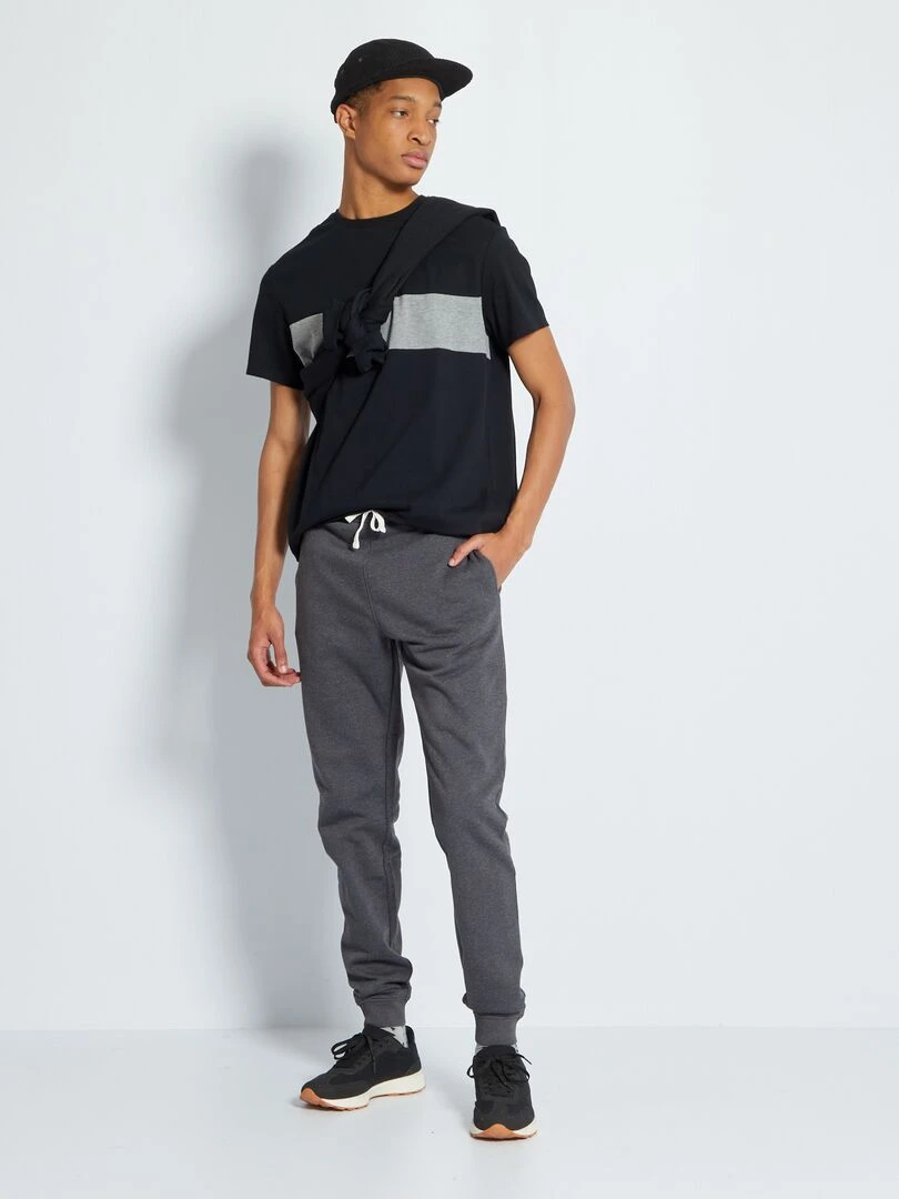 Sweat en molleton uni à col rond +1m90 noir