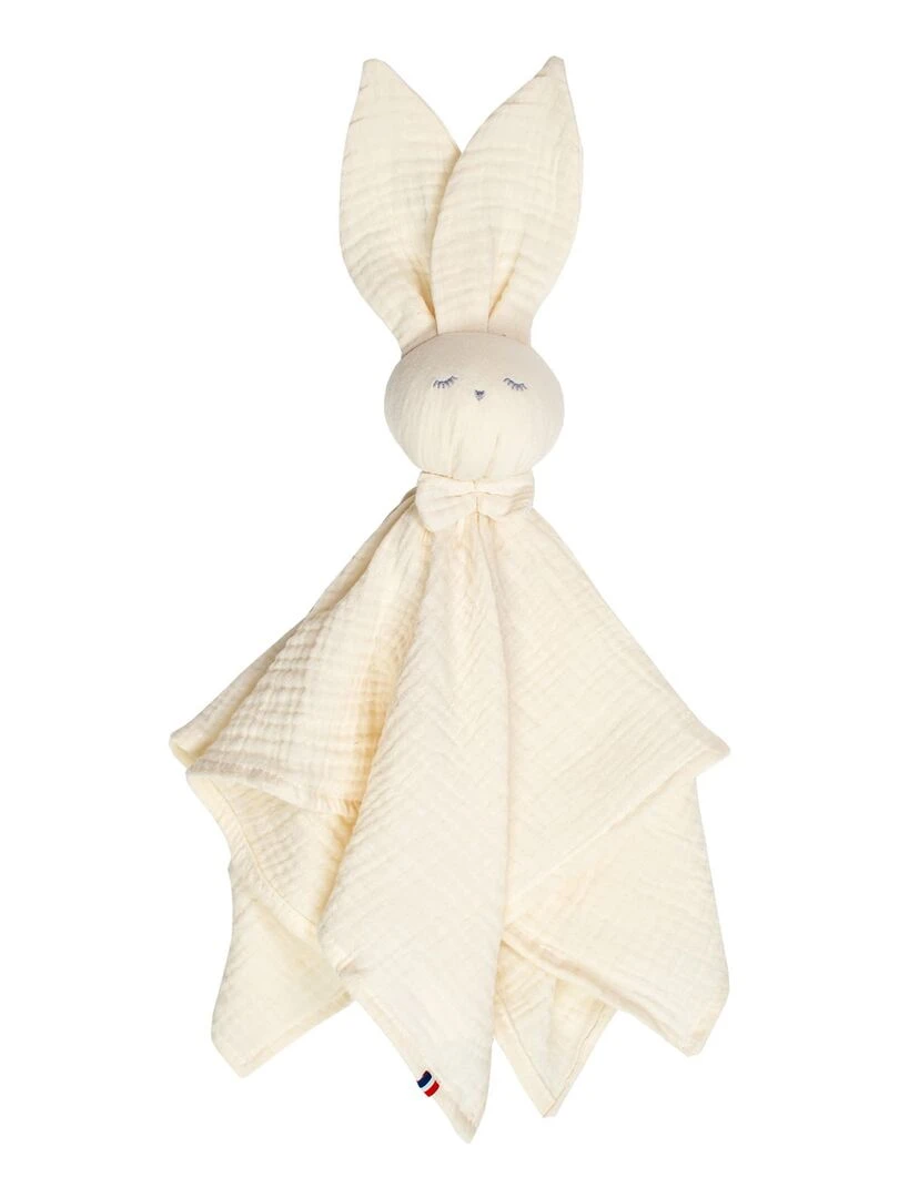 Doudou plat Lapin personnalisable Jeanne Ecru