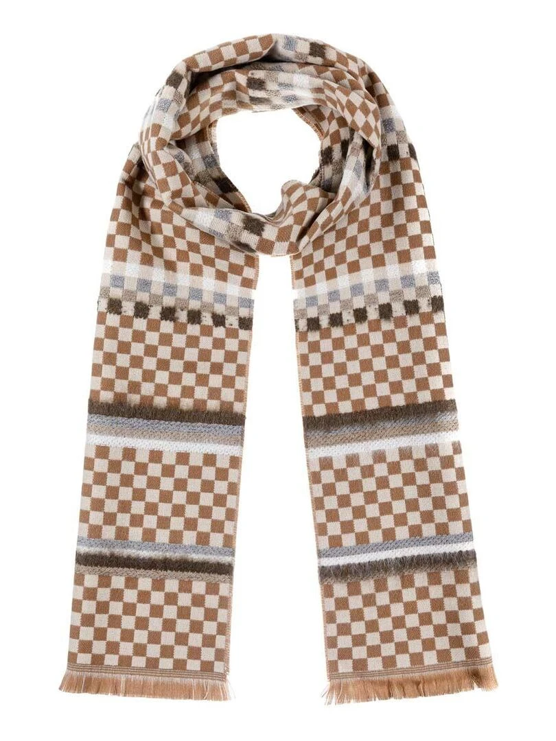 Echarpe Chess Fabriqué en France Beige